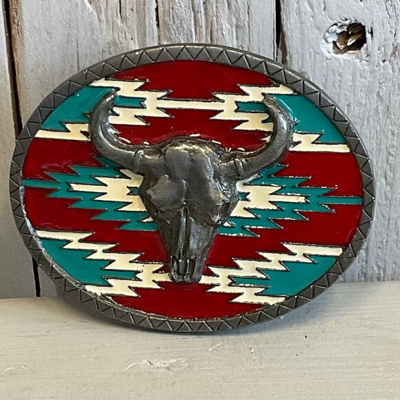 Longhorn Bull Skull Belt Buckle Buckles of America Southwestern Western Style - Picture 1 of 6